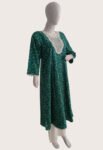 100_ Cotton Gauge Printed Umbrella Cut Green Kurti