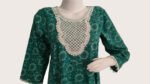 100_ Cotton Gauge Printed Umbrella Cut Green Kurti