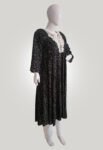 100_ Cotton Gauze Black Printed Umbrella Cut Kurti