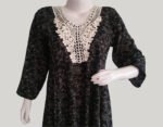 100_ Cotton Gauze Black Printed Umbrella Cut Kurti