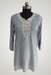 Blue verticle fine stipes color 1 piece printed kurti2