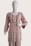 Rayon Embroidered Peach Colour Co-ord Set