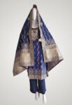 Pure-jacquard-weaving-dark-blue-kurti-pant-and-dupatta-sets